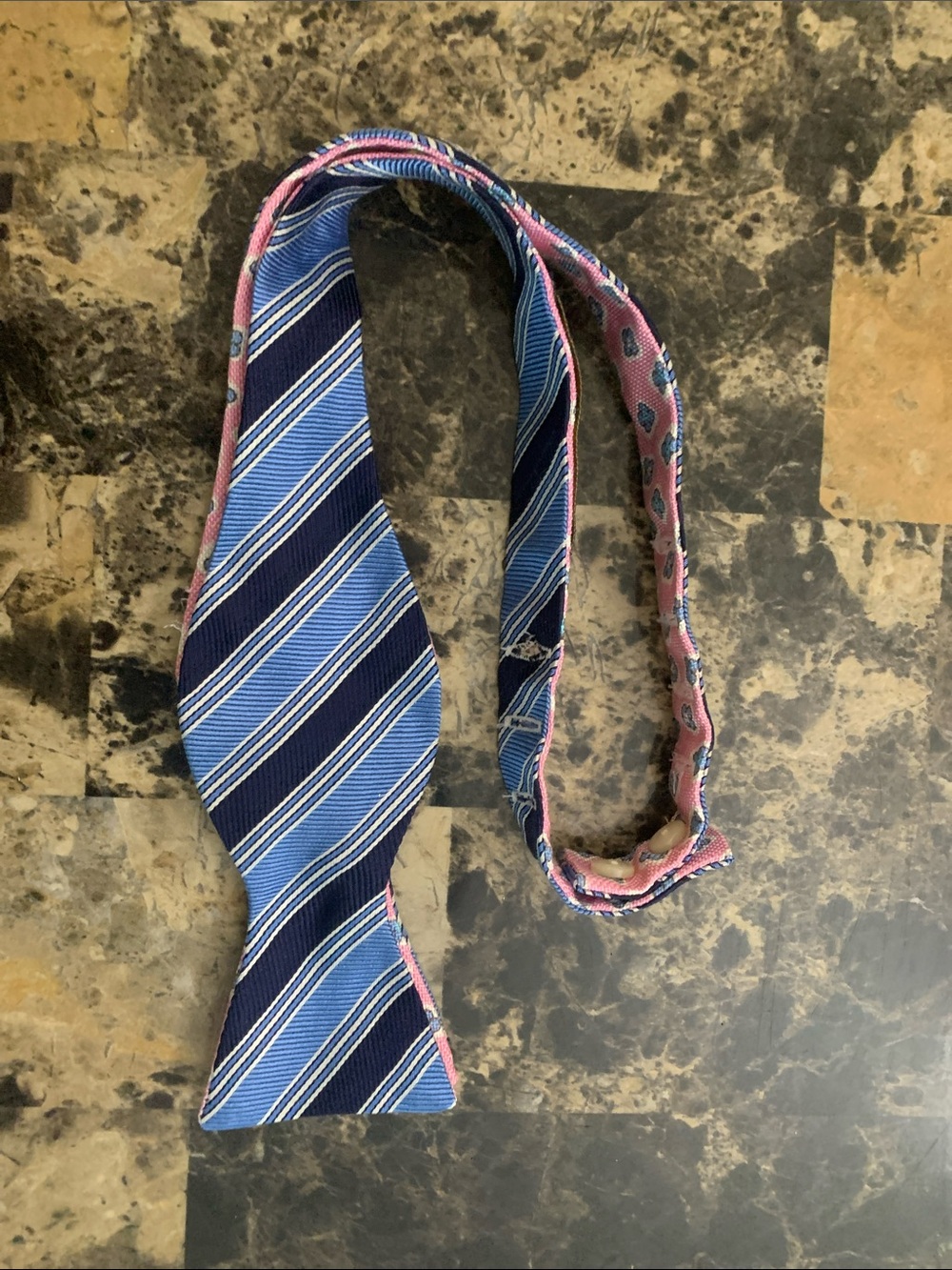Brooks Brothers Pink and Blue Reversible Patterned Self-Tie Bow Tie - Picture 3 of 8